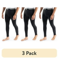 (3 pack) Realtree Men's Heavyweight Fleece Base Layer Thermal Pants, Black, Medium