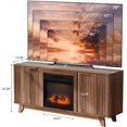 thumbnail image 2 of Bonnlo Fireplace TV Stand for up to 70-Inch TVs, Fluted Entertainment Center with Electric Fireplace Heater, Adjustable Shelves & Storage, TV Console for Living Room, Walnut, 2 of 9