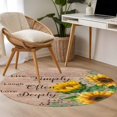 thumbnail image 4 of Yellow Sunflowers Round Area Rug 3.3Ft Washable Circle Rugs for Dining Room Table, Farmhouse Floral Rustic Leaves Brown Wood Non-Slip Carpet Floor Mats Indoor Outdoor Carpet Runner Home Decor, 4 of 8
