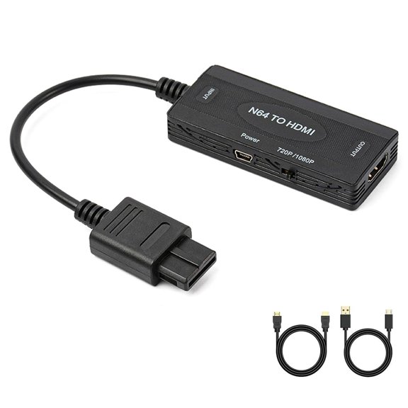 N64 to HDMI Adapter Converter for N64/SNES/NGC Retro Game Console, Support 16:9/4:3 Conversion, HD 1080P/720P Display, Plug and Play(Include Hdmi Cable) (N64 to HDMI)