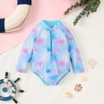 thumbnail image 4 of SGMVNU Girls Long Sleeve Swimsuit Toddler Girls Swimwear Rash Guard 1 Piece Bathing Suit Tropical Print Zipper up Swimwear Summer Beach Sunsuit, Size 12-18 Months, Blue-F, 4 of 8