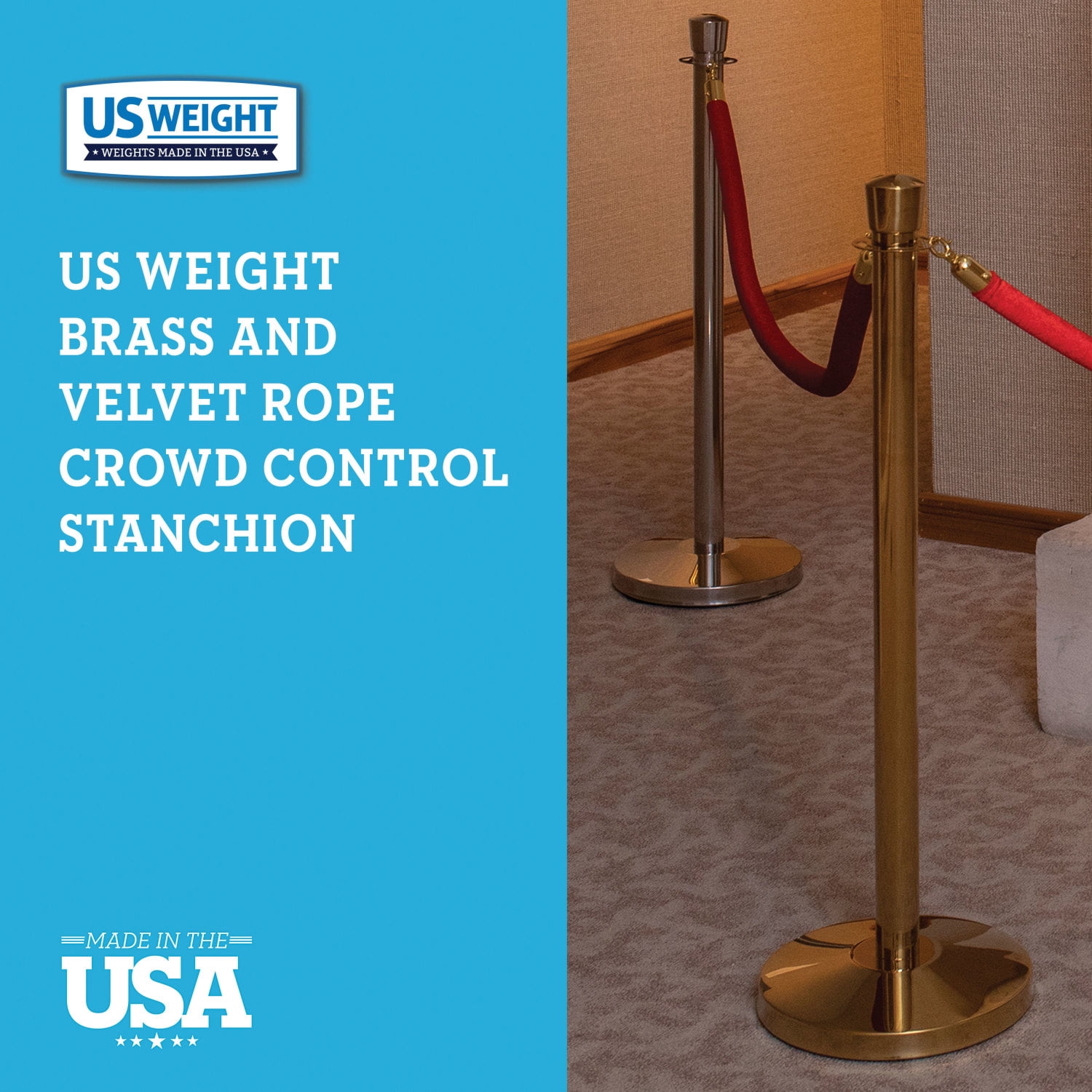 VIP Stanchion With Red Velvet Rope Stainless Steel Set Of 2 Posts Ball Round Top Crowd Control Queue Pole Barrier Ideal F Movie Theaters Carpet Party Li - View #10