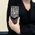 thumbnail image 6 of for Samsung Galaxy Z Fold 6 Glitter Bling Case, Cute Luxury 3D Crystal Rhinestone Diamond with Sparkly Bracket for Women Girls Case with Leopard Pattern Furry for Samsung Galaxy Z Fold 6, Black, 6 of 8