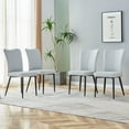 thumbnail image 3 of Dining Chairs Modern minimalist dining chairs and office chairs. 4-piece set of light gray PU seats with black metal legs. Suitable for restaurants, living rooms, and offices. C-008,Wooden Dining Cha, 3 of 22