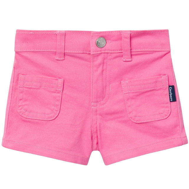 Pantalones cortos Gerber para bebés y niñas pequeñas de sarga rosa, talla 3T