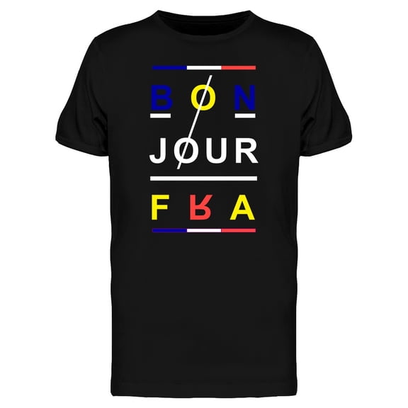 Bonjour Typography Graphic T-Shirt Men -Image by Shutterstock, Male XX-Large