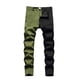 thumbnail image 1 of Nuevos pantalones casuales de moda para hombre con cierre de cremallera, pantalones vaqueros elásticos lavados con Panel Pompotops oipoqjl42328, 1 of 7