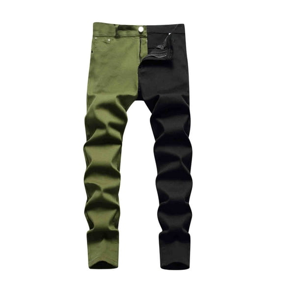 SOOMLON Men's Jeans Slim Fit Denim Jeans Comfy Pants Zip Jeans Trousers Army Green XL