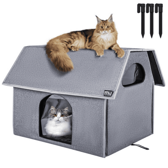 Outdoor Cat House, Extra Large Weatherproof Cat Houses for Outdoor/Indoor Cats, Warm Feral Cat Shelter with Removable Soft Mat, Big Cat Bed,