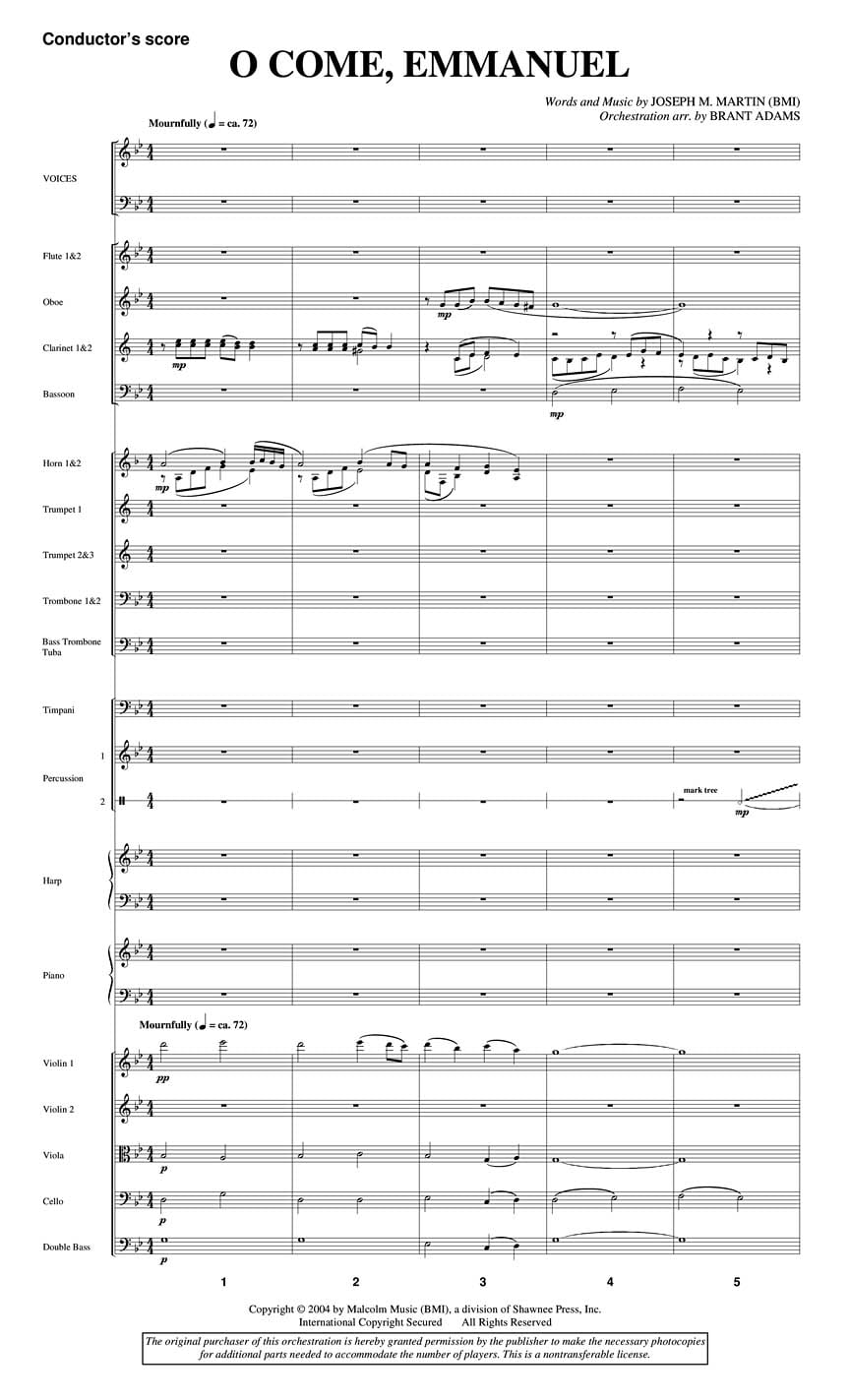 Shawnee Press O Come, Emmanuel (From The Voices of Christmas) ORCHESTRATION ON CD-ROM Composed by Joseph M. Martin
