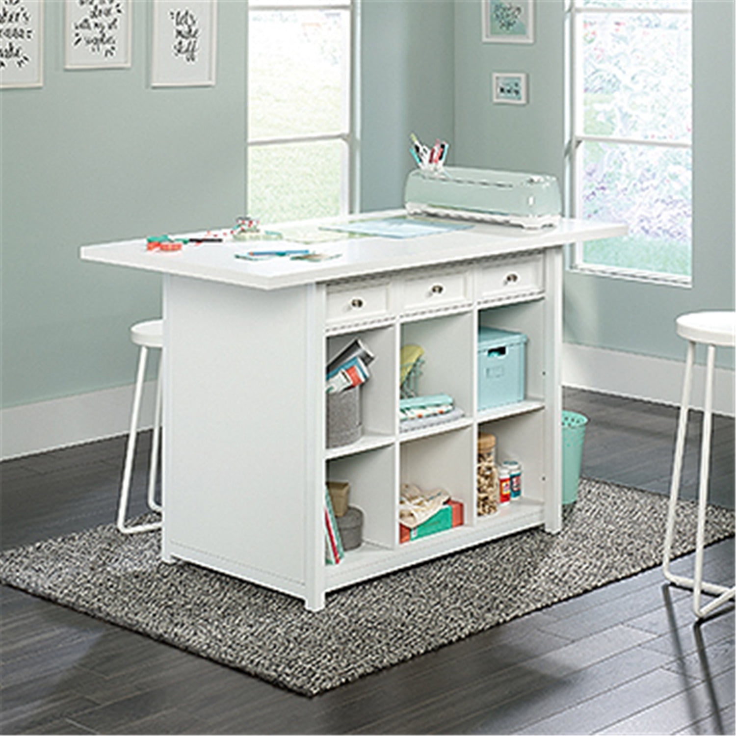 Sauder Craft Pro Series Work TableColorWhite,StyleTransitional