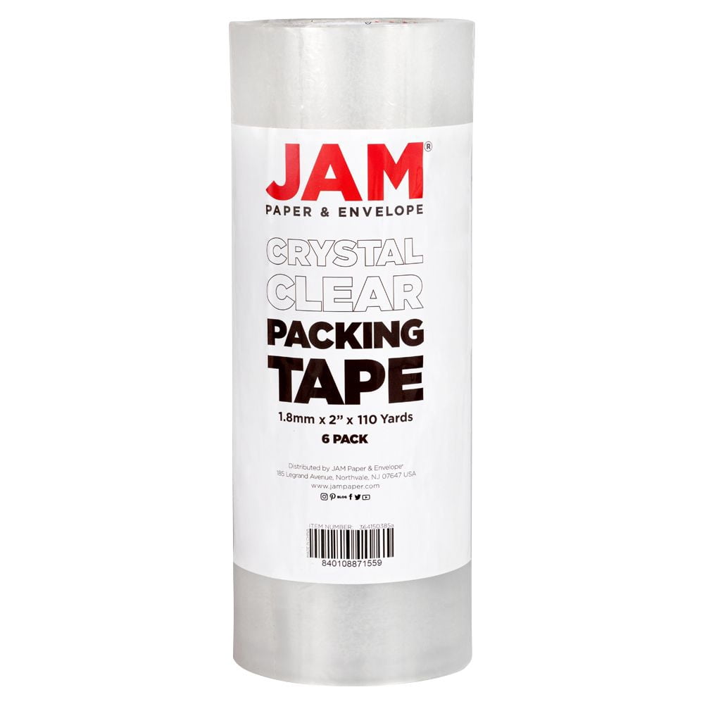JAM Paper Packing Adhesive Tape, Clear, 2 Inches x 110 Yards, 12 Rolls per Pack