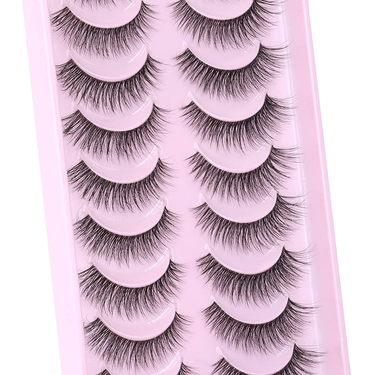 Brown Lashes Anime Eyelashes Natural Look Wispy Fake Eyelashes Manga Clear  Band Cluster Eye Lashes Individual DIY False Eyelashes Pestañas Postizas 10  Pairs 