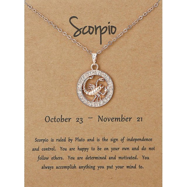 Collar con colgante de los 12 signos del zodiaco, regalo de cumpleaños para mujeres y niñas, Escorpio