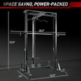 thumbnail image 2 of Hlivelood Smith Machine Power Rack with LAT-Pull Down System, Landmine, Barbell Bar, Plate Storage Pegs and More Training Attachment, Home Gym, Black, 2 of 8