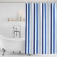 thumbnail image 4 of Blue Ombre Stripes Bathroom Shower Curtains with Hooks, Minimalist Abstract Vertical Striped Waterproof Fabric Washable Shower Curtain for Home Hotel Bathtub Decor 72x72 Inch, 4 of 9
