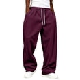 thumbnail image 2 of Evdexr Corduroy Pants Mens Drawstring Baggy Sweatpants Fall Winter Hip Hop Travel Pants Loose Fit Breathable Solid Color Trousers with Pockets 3XL, 2 of 6