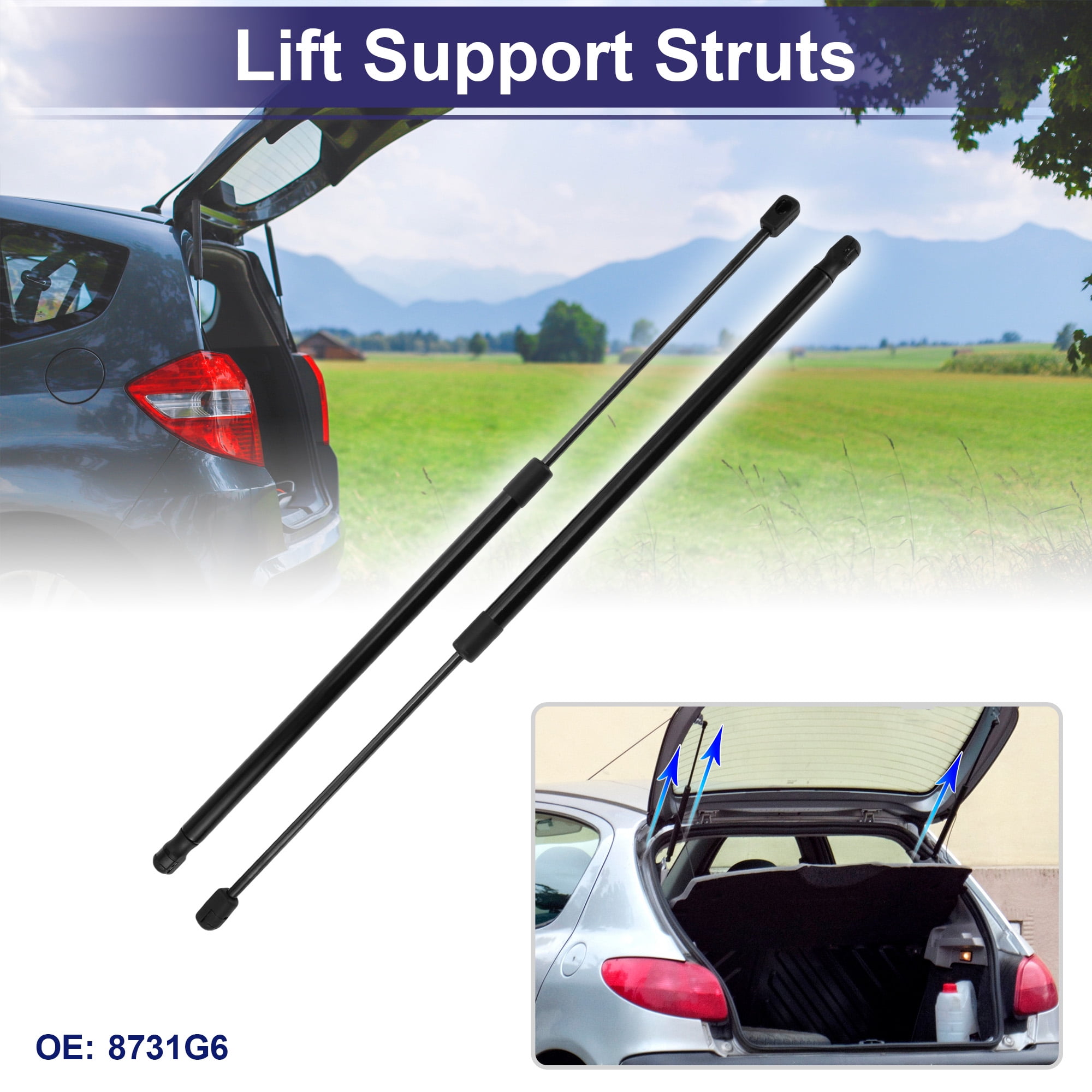 Unique Bargains 2Pcs Rear Hatch Lift Support Struts for Peugeot 807 MPV 2002 Black