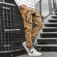 thumbnail image 5 of jsaierl Men's Solid Color Pencil Pants Casual Stretch Slim Fit Sweatpants Fashion Jogger Trousers with Multi Pockets, 5 of 5