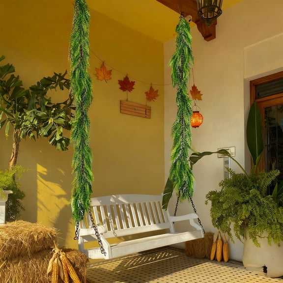 Artificial Leaf Garland, 72-Inch Hanging Vine for Christmas Fireplace Mantle Decor, Indoor Home Party Decoration(Green)