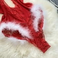 thumbnail image 5 of Odeerbi Women's Lingerie Bodysuit Set 2025 Valentine's Day Christmas Lingerie For Lace Trim Spaghetti Straps V Neck Push Up Bodysuit Lingerie Red, 5 of 9