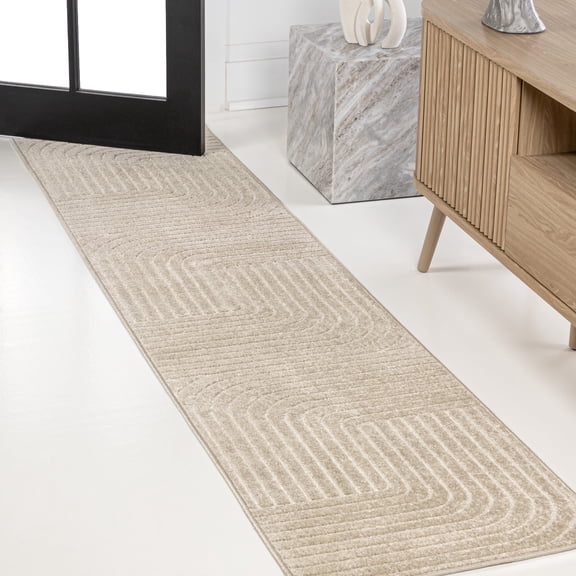 JONATHAN Y SCANDINAVIAN 2 x 8 Runner Rug, Odense Minimalist Angle Geometric - Beige/Cream, SCN101E-28