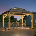 thumbnail image 2 of GARTOO 10 x 12 ft. Outdoor Wooden Hardtop Gazebo, Galvanized Steel Double Roof Gazebo for Patio, Backyard, Deck, Lawns, 2 of 8