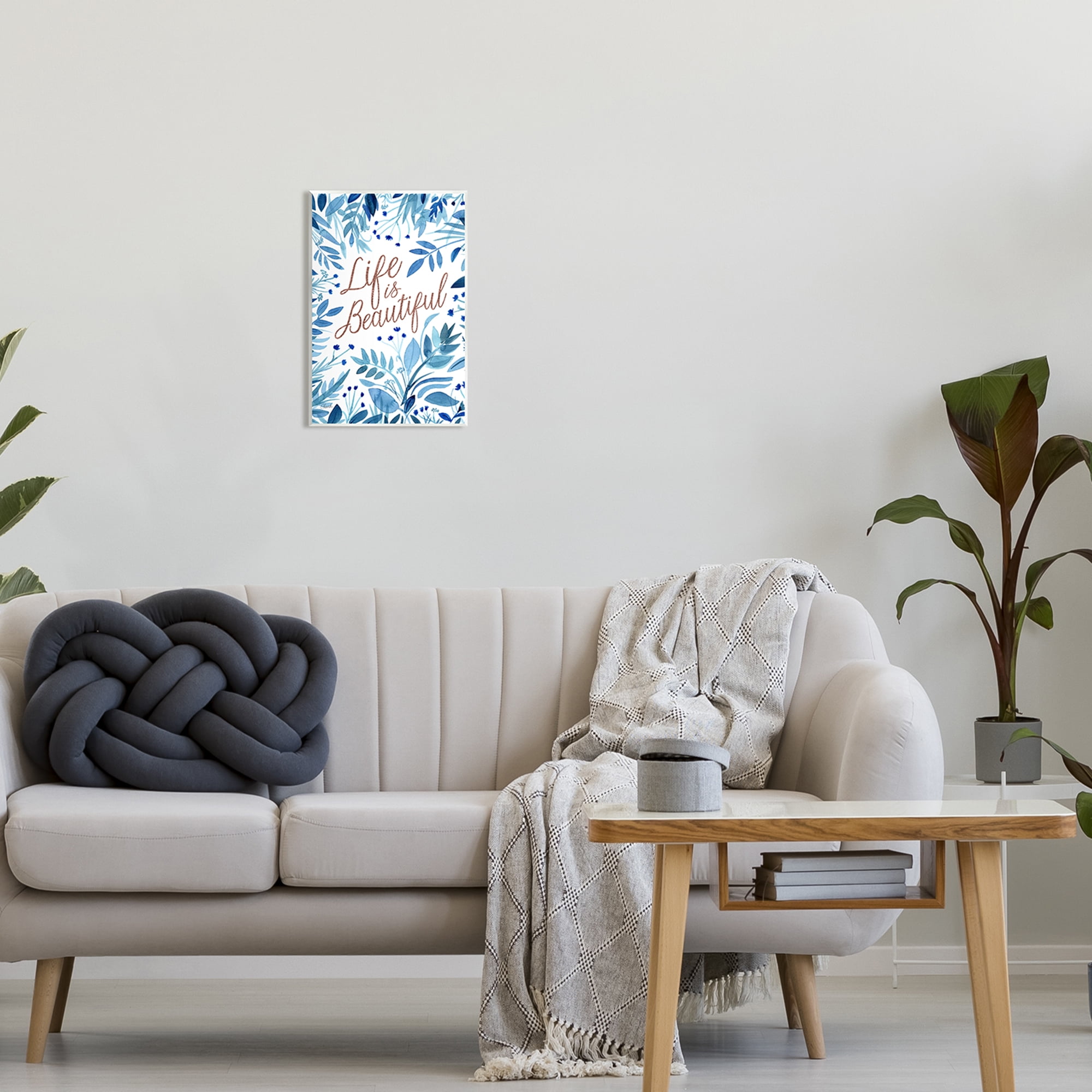 Stupell Life Is Beautiful Blue Wildflowers Botanical & Floral Painting Wall Plaque Unframed Art Print Wall Art