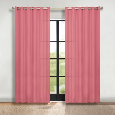 Superior Solid Blackout Curtains, Set of 2, 70"x108", Pink