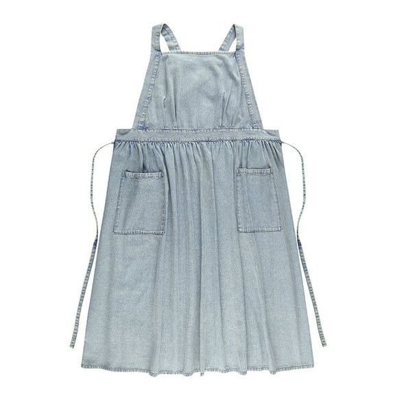 Cotton Denim Apron Women Adjustable Cross Back Apron with 2 Pockets for Cooking Gardening PaintingLight Blue
