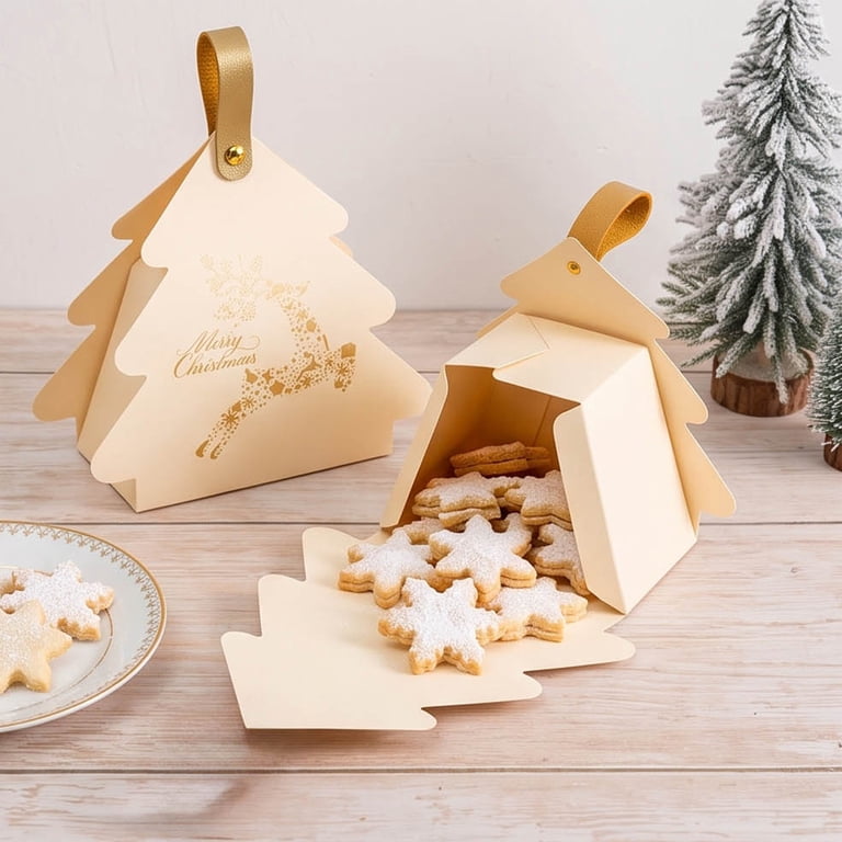 OANLKGI Christmas Tree Shaped Gift Box Foldable Handheld Cardboard ...