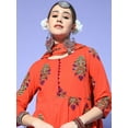 thumbnail image 5 of eloria Women Orange Ethnic Motifs Printed Pure Cotton Anarkali Kurta Set with Dupatta, 5 of 7