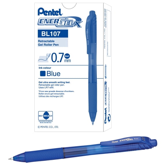 Pentel Energel Bl107-c Gel Pen - Medium Pen Point Type - 0.7 Mm Pen Point Size - Blue Ink - Blue Barrel (BL107C)