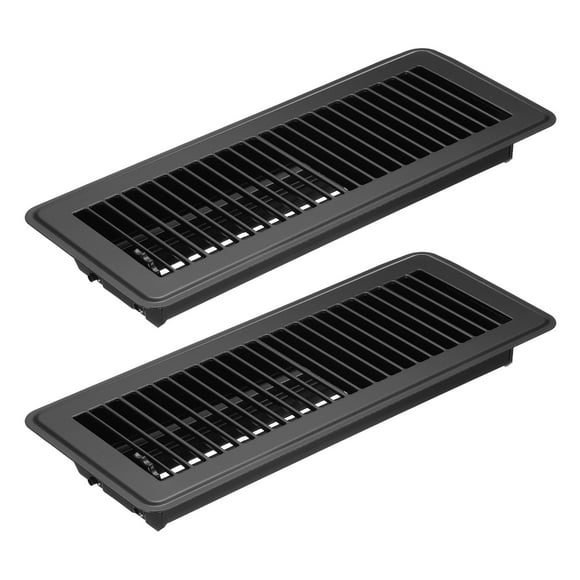 Uxcell 12 x 4 Inch Floor Register, 2pcs Heavy Duty Air Vent Cover Adjustable Floor Grates, Black