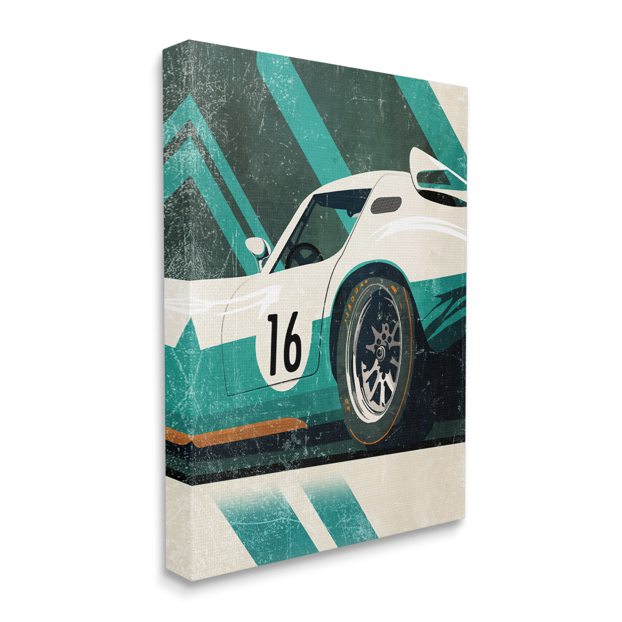 Stupell Industries Classic Green Race Car Transportation Painting Gallery Wrapped Canvas Art Print Wall Art, 30 x 40