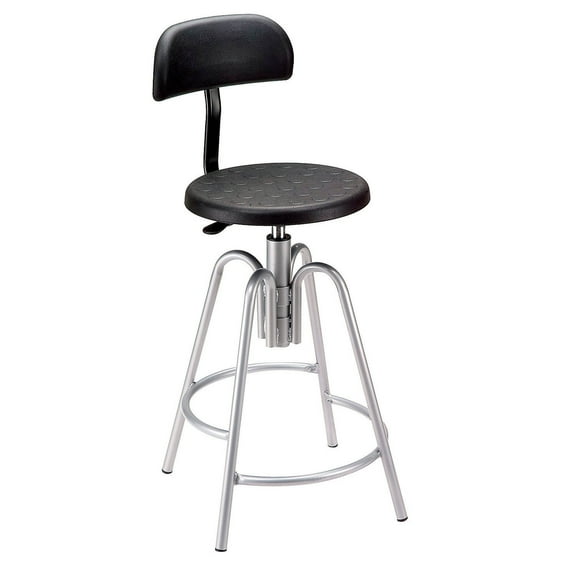 Global Industrial Polyurethane Shop Stool With Backrest Black