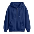 thumbnail image 7 of Chiccall Women's Quilted Texture Half Zip Hoodie Sweatshirt, Drawstring Hood Oversized Long Sleeve Loose Casual Pullover Jacket, 7 of 7