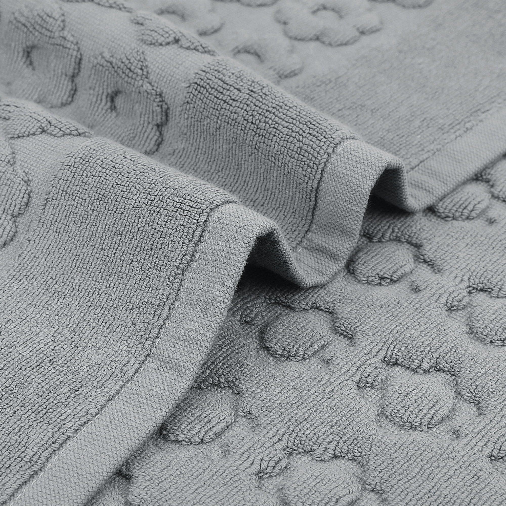 REGALWOVEN Luxury Bath Rug Towel, Cotton Absorbent Hotel Spa Shower Floor Mat for Bathroom Grey 16" x 24"