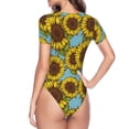 thumbnail image 3 of Uemuo Sunflowers Pattern Women's One Piece Short Sleeve Swimsuit Rash Guard Surfing Modest Quick-drying Swimsuit Beach Essentials-Large, 3 of 9