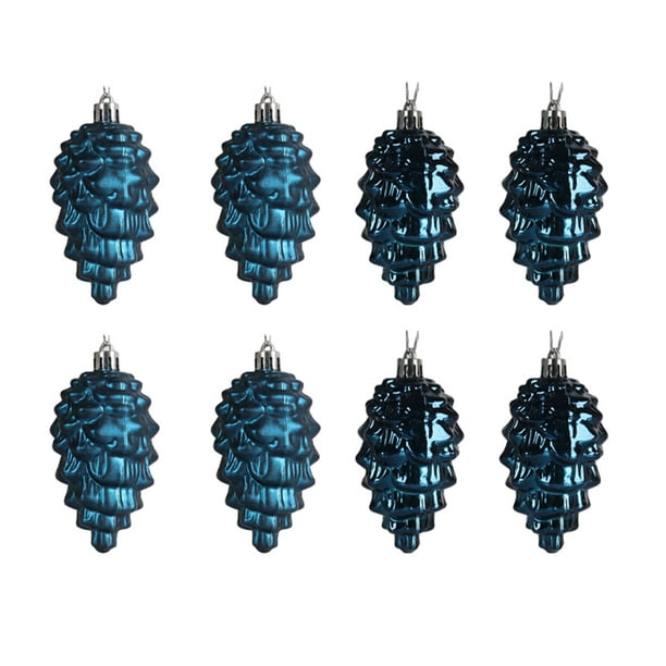 Advancent 8 piezas de colgante de conos de pino, juego de 8 decoraciones de conos de pino de plástico duradero, colgante de árbol de pino de Kits de decoración para fiestas Azul marino
