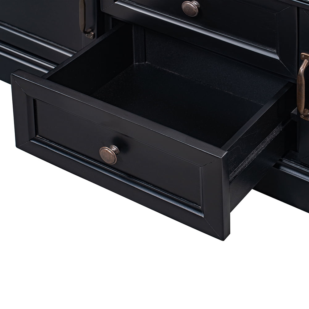 Lowestbest Storage Bench with 2 Drawers and 2 cabinets, Shoe Bench with Removable Cushion for Living Room, Entryway (Black) Lowestbest Storage Bench with 2 Drawers and 2 cabinets, Shoe Bench with Removable Cushion for Living Room, Entryway (Black)