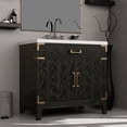 thumbnail image 4 of Black Oak Bath Vanity 36 In. W - White Quartz Top, Solid Wood, Soft Close, Sufficient Cabinet Storage Facilities Single X 22 D, Quartz,, 4 of 6