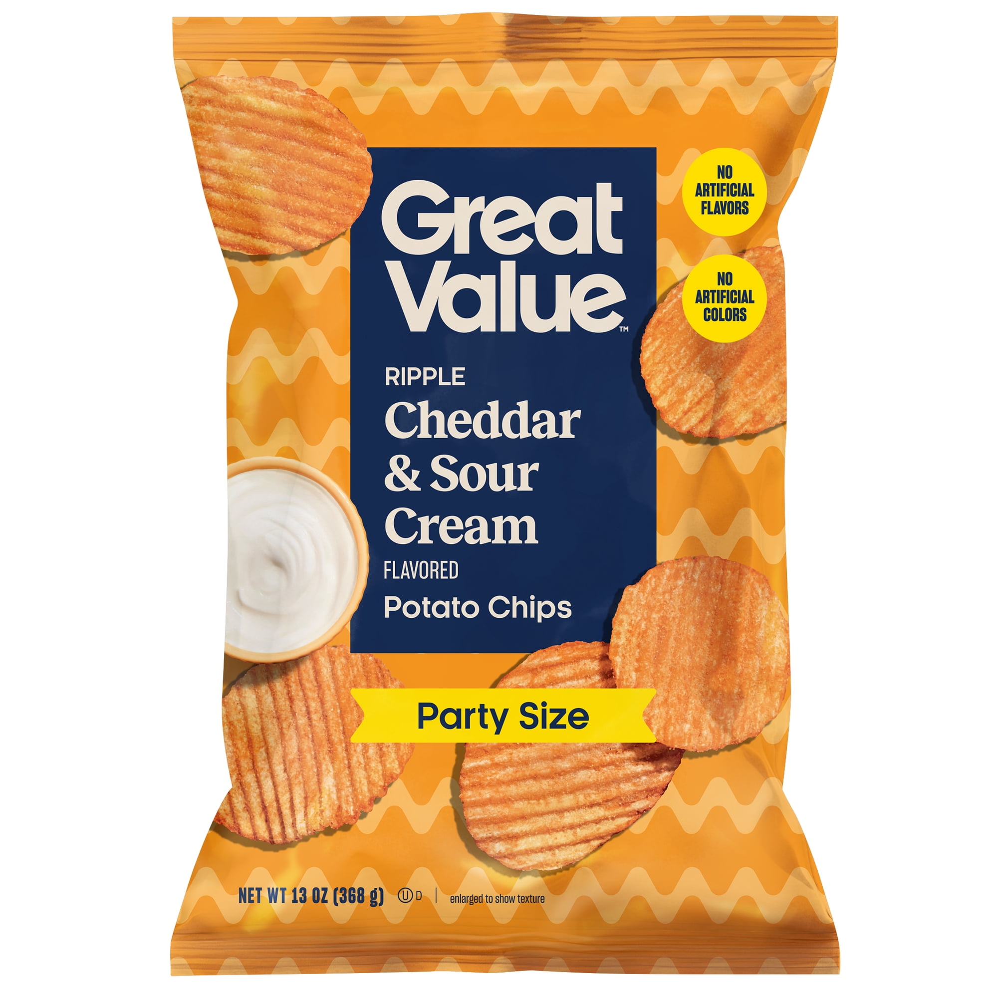 Great Value Cheddar & Sour Cream Potato Chips Party Size, 13 oz