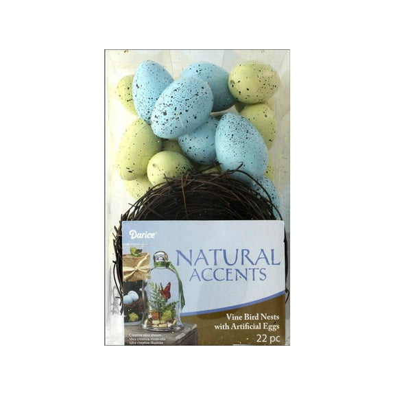 Bird Nest w/Eggs Speckled 22pc