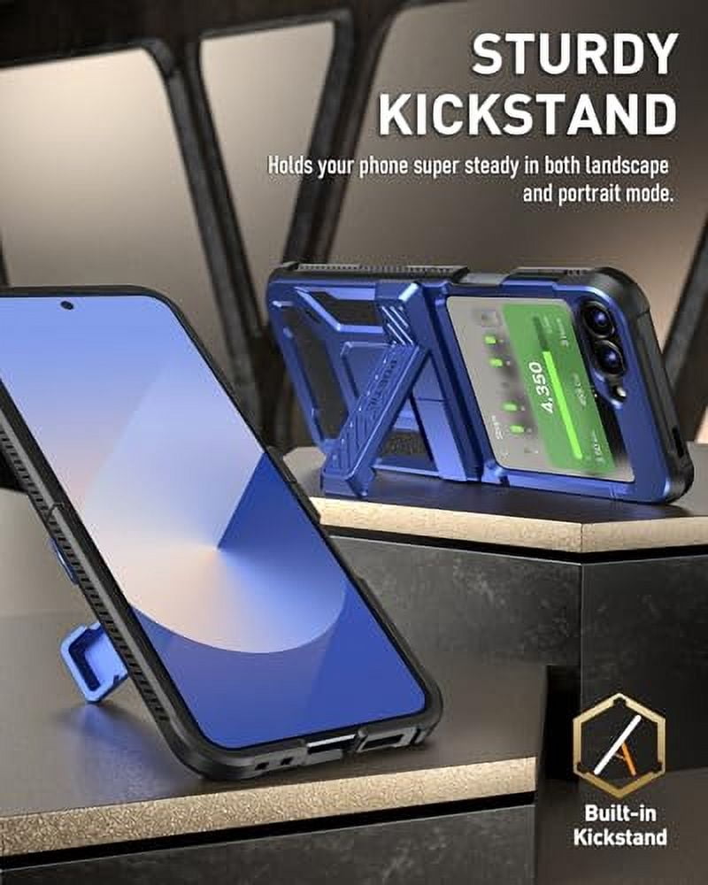 Poetic Spartan Case for Samsung Galaxy Z Flip 6 5G (2024) [Kickstand][Built-in Screen Protector] Midnight Blue
