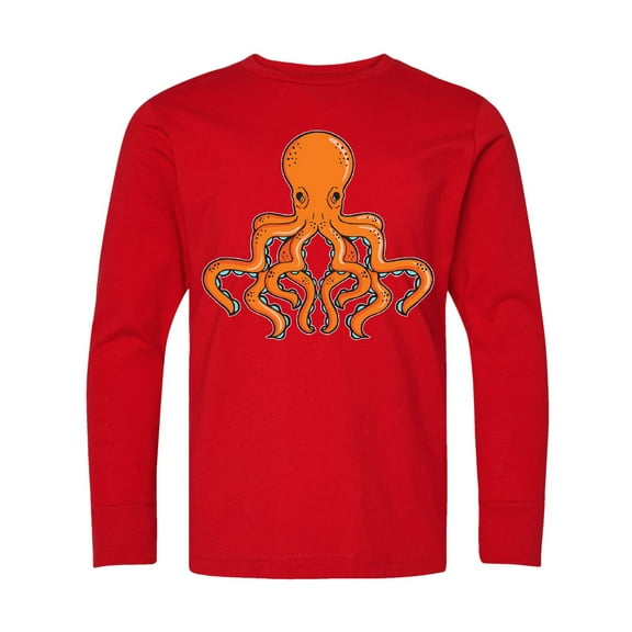 Inktastic Orange Octopus Long Sleeve Youth T-Shirt