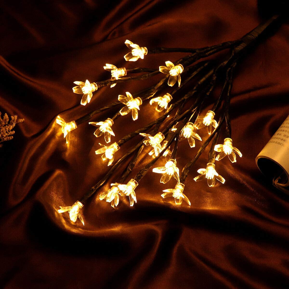 EpicGadget Solar Flower Fairy Light, Warm White Stainless Steel Solar Path Lights for Outdoor Landscape Lighting, Lawn, Patio, Yard, Walkway, Driveway, Garden (Warm White) (4 Pieces)
