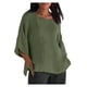 thumbnail image 1 of Tops de Mujer Elegantes Blusas Casuales Camisas de Moda Mangas Recortadas Cuello Redondo Línea de Algodón Camisa Suelta Blusa Odeerbi  ODB154936, 1 of 5