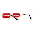 thumbnail image 2 of Razor Blade Shape Funky Hipster Rimless Sunglasses Gold Red, 2 of 4