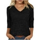 thumbnail image 3 of Camisas de otoño,Camiseta de mujer con cuello en V y manga 3/4, blusa informal de color liso, de poliéster, cómoda para uso diario, sopatenor, 3 of 9